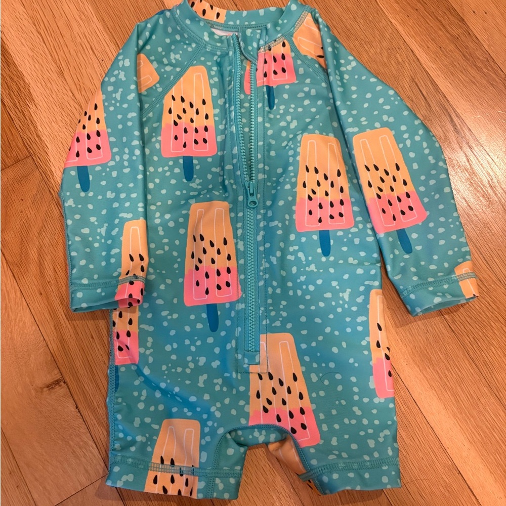 Tea Collection Aqua and Pink Baby Swimsuit